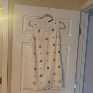 Ark & Co White Mini Dress with Silver Floral Accents